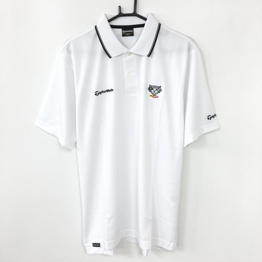 未使用品)TaylorMade テーラーメイド 半袖ポロシャツ 白×黒 織生地