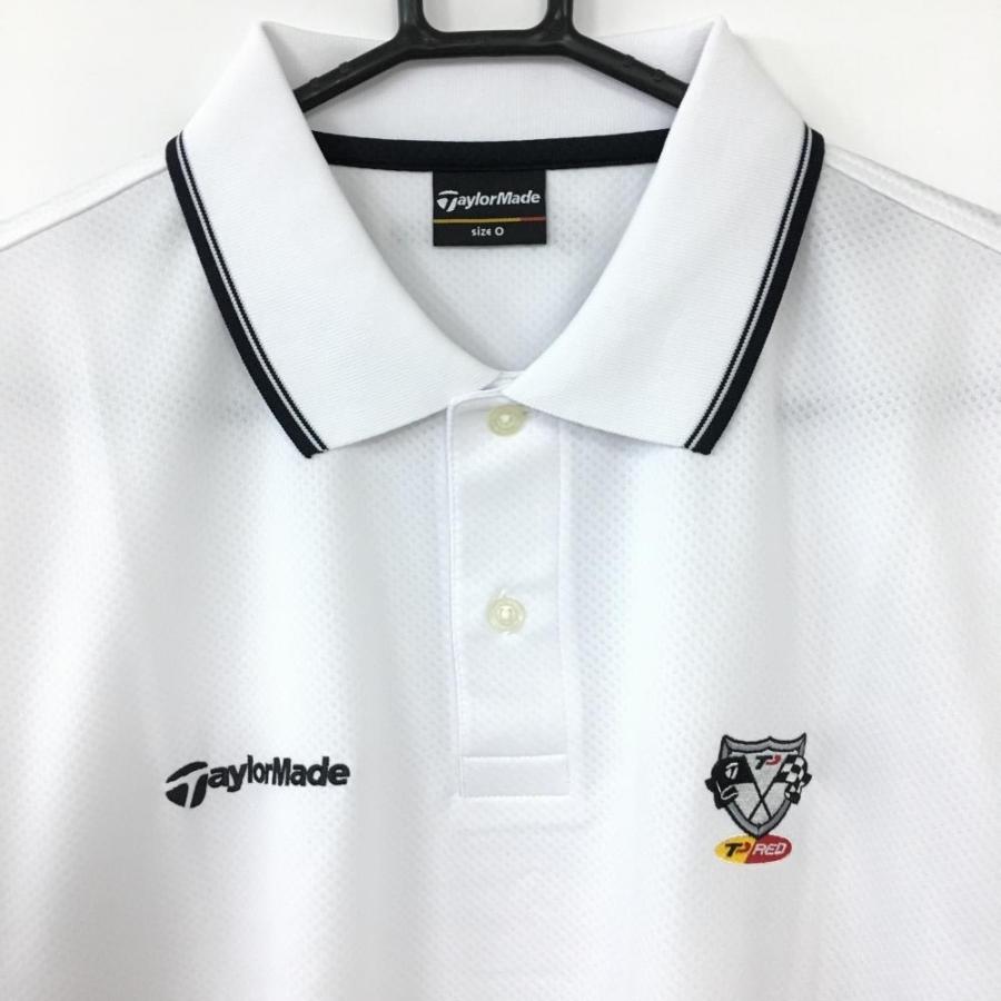 未使用品)TaylorMade テーラーメイド 半袖ポロシャツ 白×黒 織生地