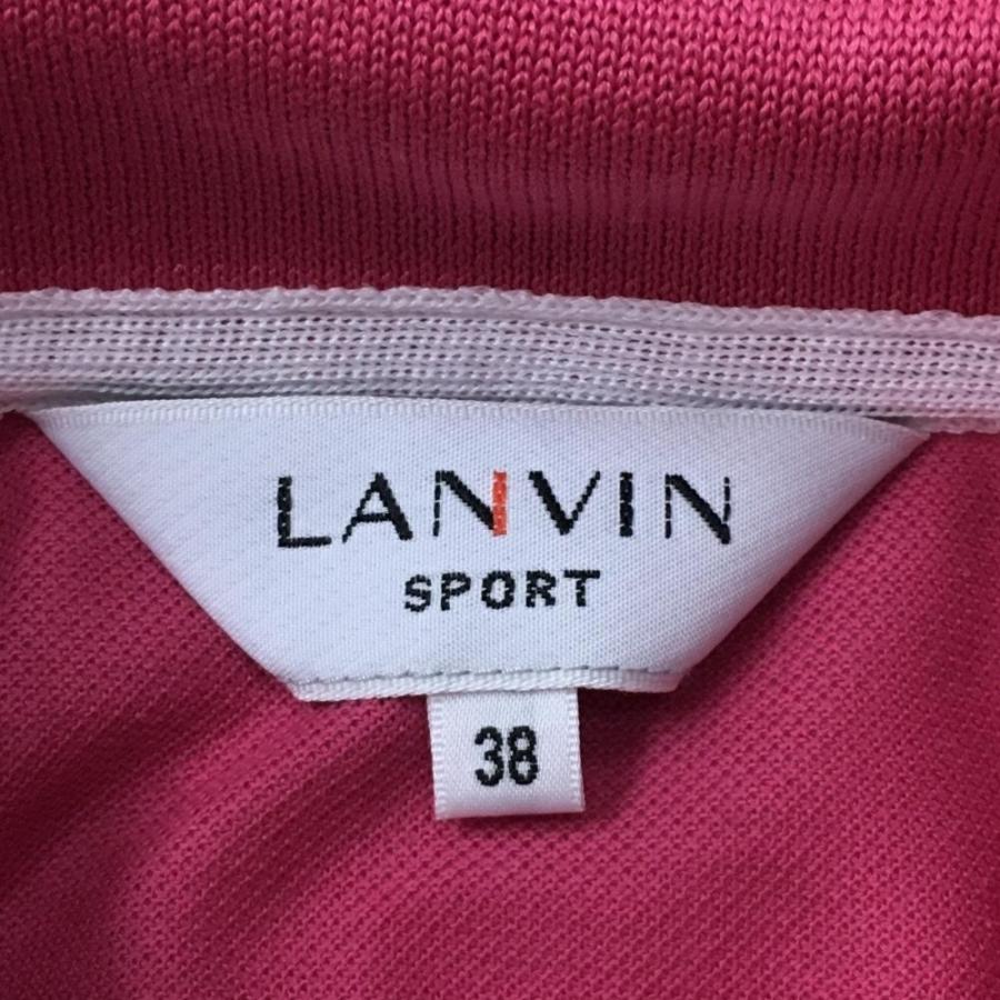 ランバンスポール 長袖ポロシャツ ピンク×白 襟裏ボーダー ラインストーンロゴ  レディース 38 ゴルフウェア LANVIN SPORT／25%OFF価格｜reonard｜05