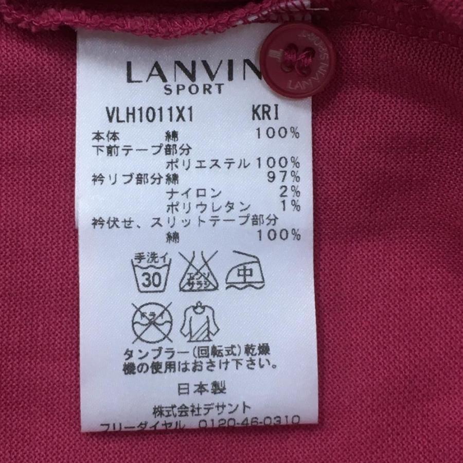 ランバンスポール 長袖ポロシャツ ピンク×白 襟裏ボーダー ラインストーンロゴ  レディース 38 ゴルフウェア LANVIN SPORT／25%OFF価格｜reonard｜06