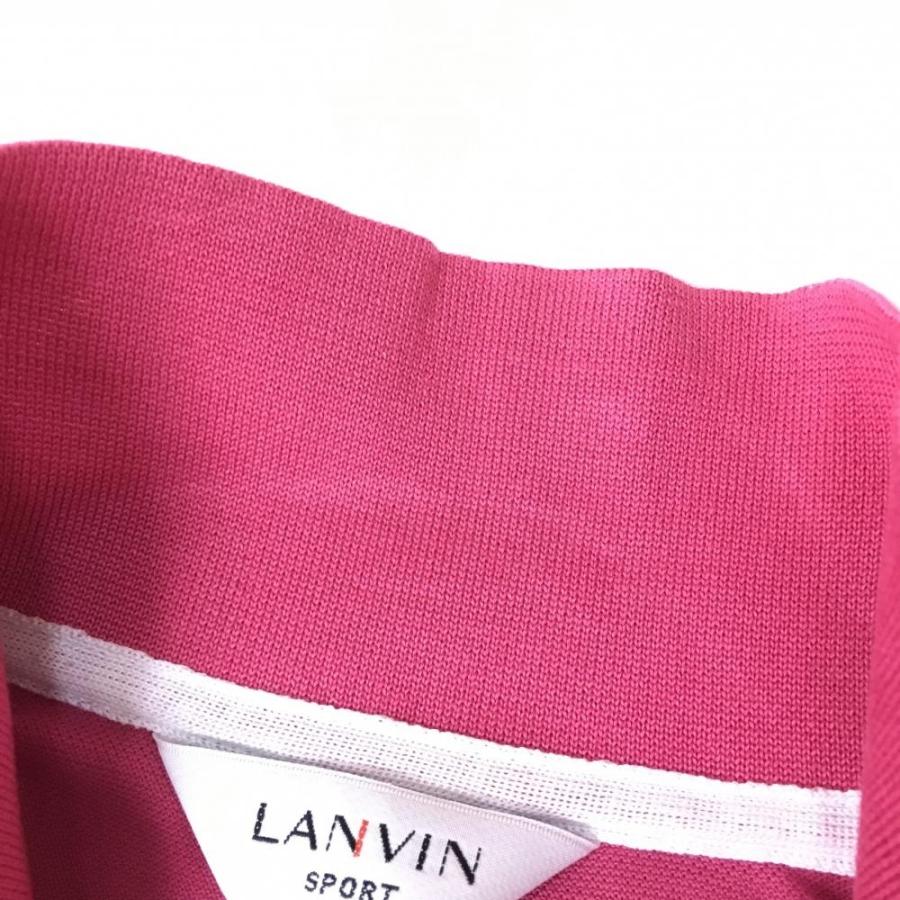 ランバンスポール 長袖ポロシャツ ピンク×白 襟裏ボーダー ラインストーンロゴ  レディース 38 ゴルフウェア LANVIN SPORT／25%OFF価格｜reonard｜08