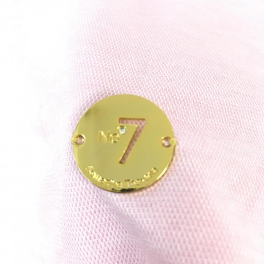 サマンサタバサ No.7 半袖ポロシャツ ピンク×白 ビッグロゴ 後ろ無地