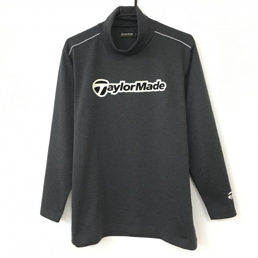 TaylorMade テーラーメイド 長袖ハイネックシャツ ダークグレー×白