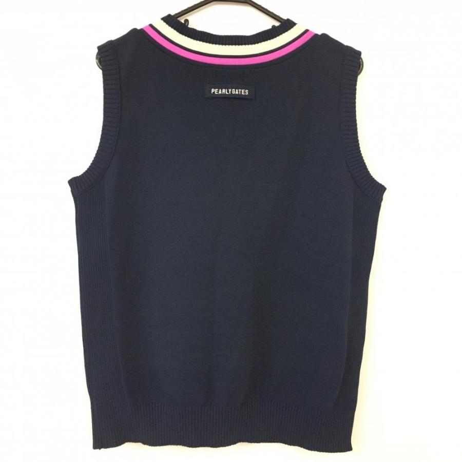 40%OFF価格／(美品)PEARLY GATES パーリーゲイツ 切替ベスト ネイビー