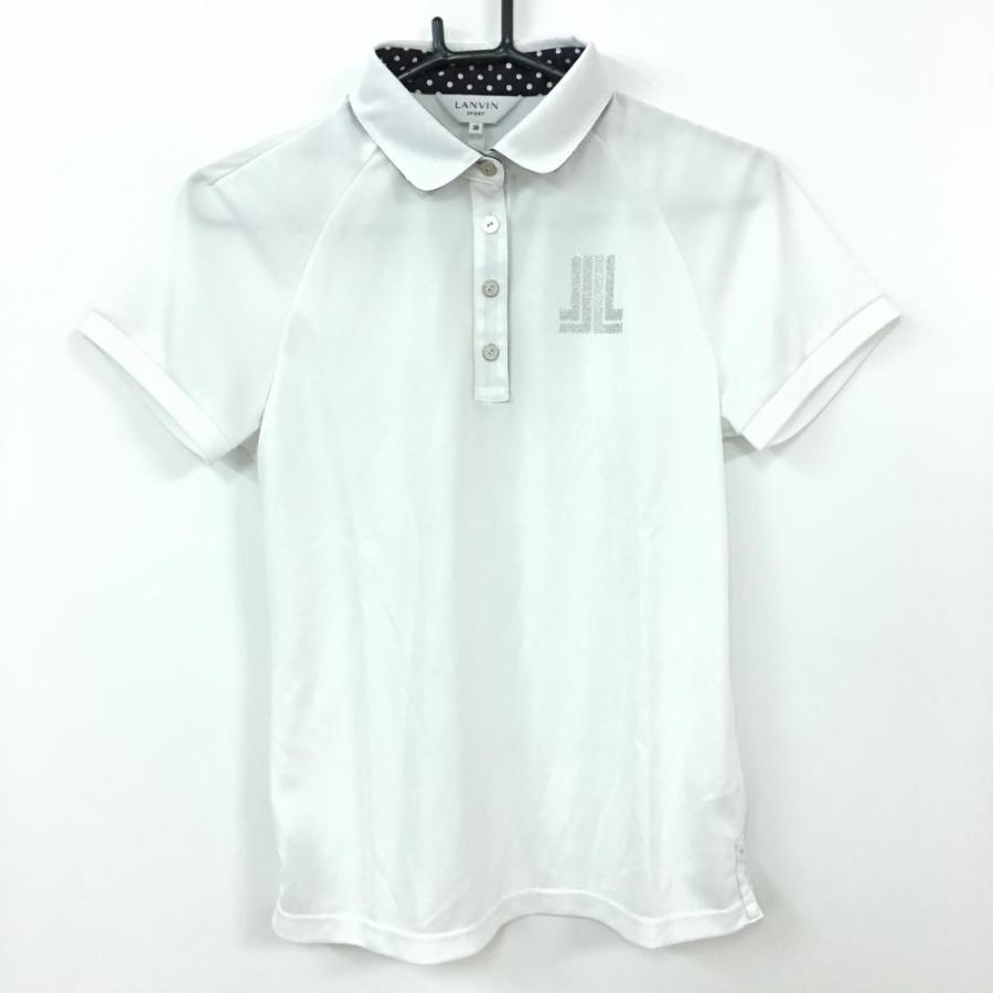美品】LANVIN ランバンスポール 半袖ポロシャツ 白 ロゴマーク 襟裏