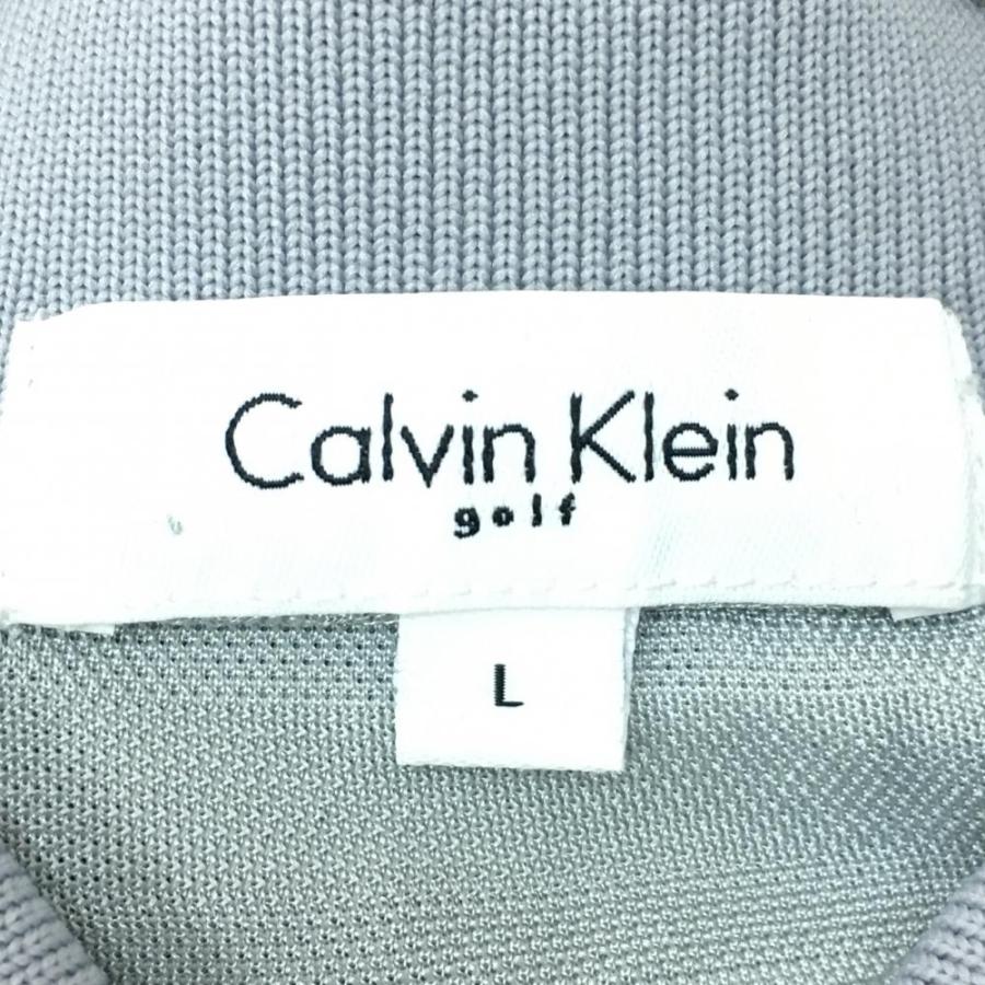 カルバンクラインゴルフ 長袖ポロシャツ グレー×白 ボーダー メンズ Ｌ ゴルフウェア Calvin Klein／25%OFF価格