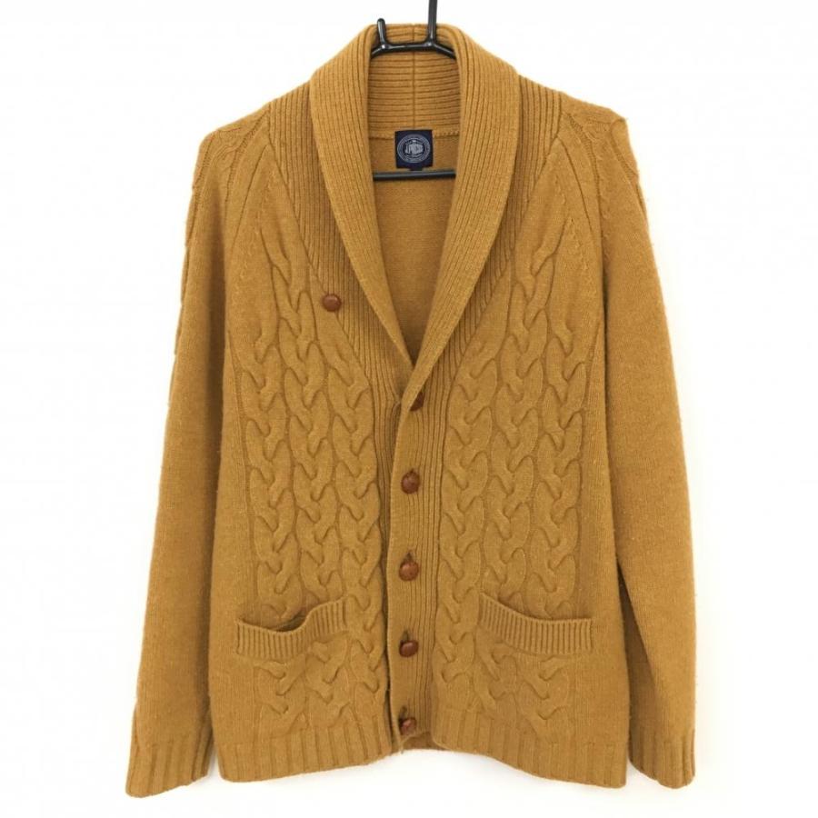 美品【J.PRESS】カシミヤ ウール ショールカラー カーディガン LL 35%OFF価格／訳あり＊J PRESS ジェイプレス ニットブルゾン イエロー