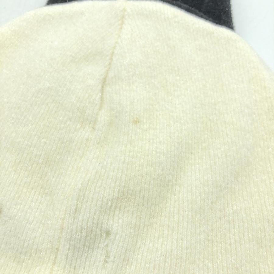 MARK&LONA（マークアンドロナ） ニット帽 白×黒 リボン スカルチャーム