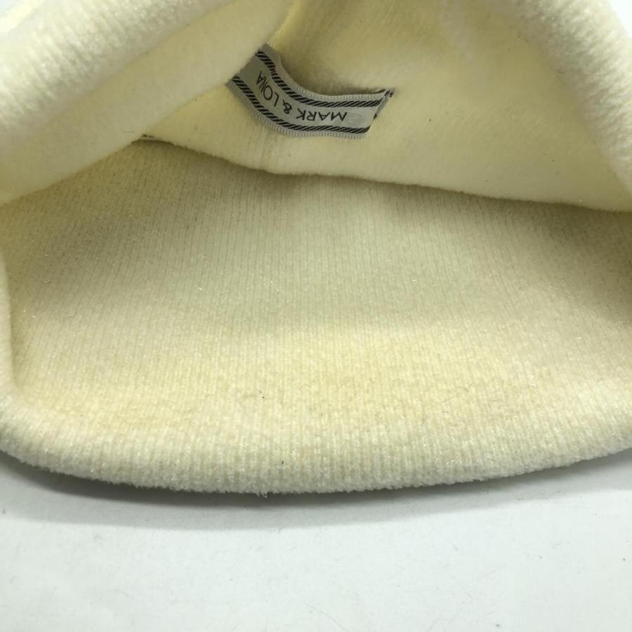 MARK&LONA（マークアンドロナ） ニット帽 白×黒 リボン スカルチャーム