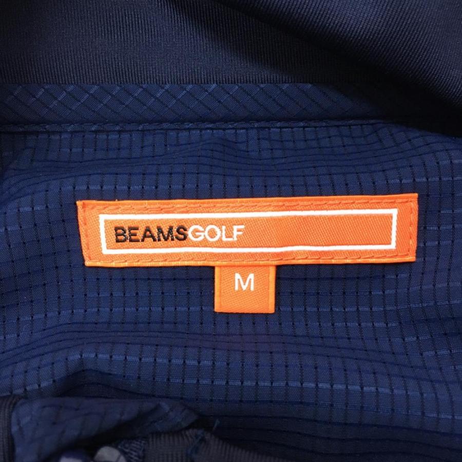 超美品)BEAMS GOLF ビームスゴルフ ブルゾン ネイビー×白 袖ロゴ