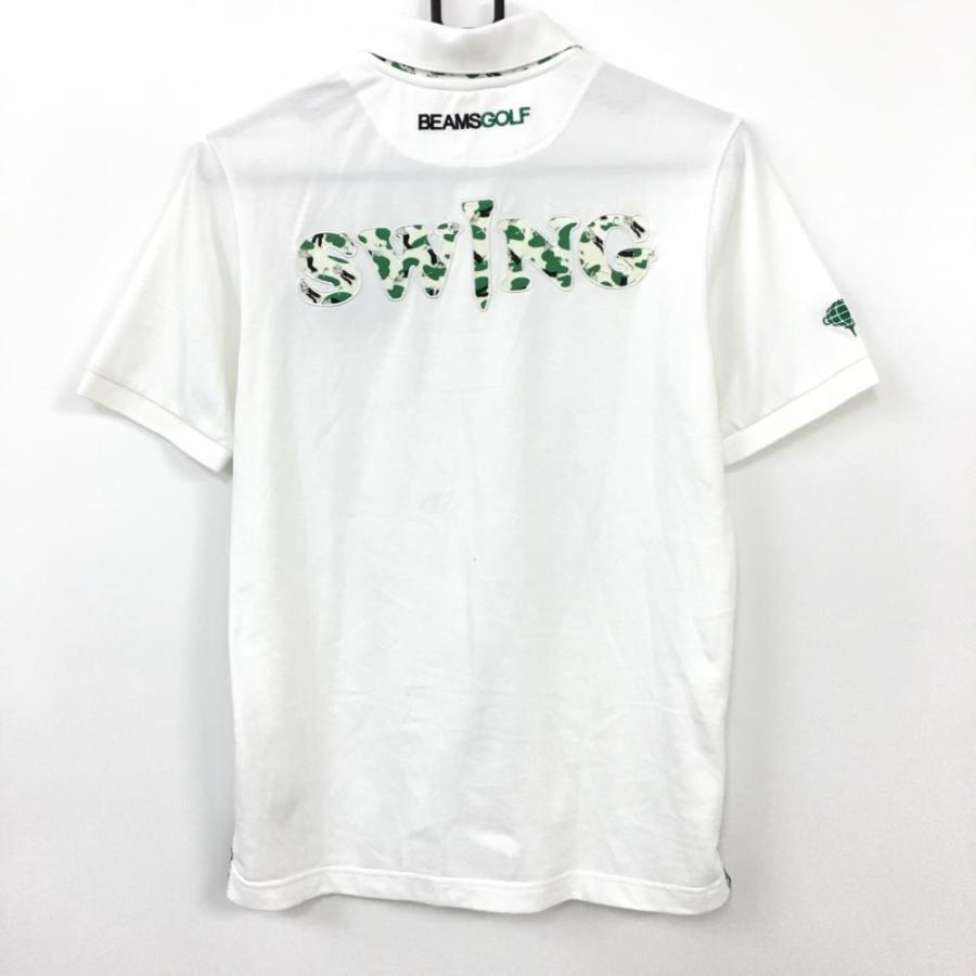 BEAMS ビームスゴルフ×LIBERTY 半袖ポロシャツ 白×グリーン 襟裏