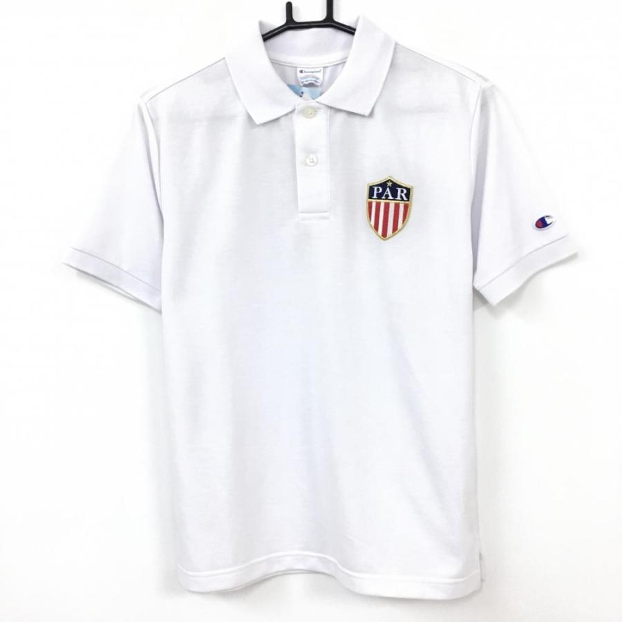 新品 15 Off Champion ビームス チャンピオン 半袖ポロシャツ 白 ネイビー ロゴ総柄 コラボ 吸水速乾 ドライ メンズ S ゴルフウェア 当店の記念日