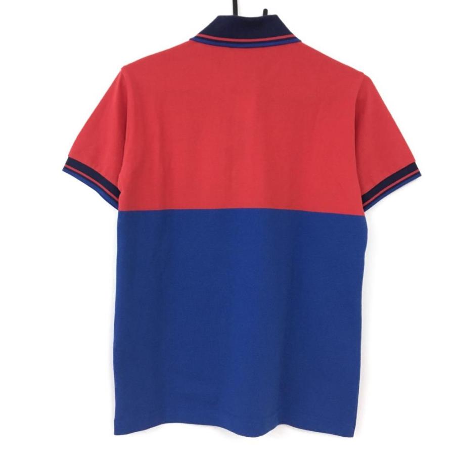 フレッドペリー 半袖ポロシャツ レッド×ブルー 速乾 バイカラー 胸
