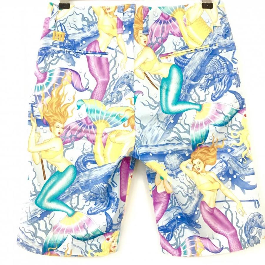 LOUDMOUTH ラウドマウス ゴルフ ウェア LM マーメイド 人魚 パンツ 美品)LOUDMOUTH ラウドマウス ハーフパンツ ライトブルー×イエロー