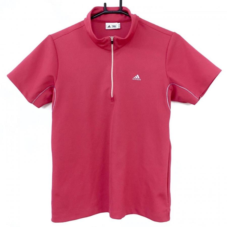 adidas - 【新品】アディダス 半袖ハイネックワンピース レッド ハーフジップ ストレッチ インナーパンツ付  レディース L ゴルフウェア adidas adidas 【新品】アディダス 半袖ハイネックワンピース レッド