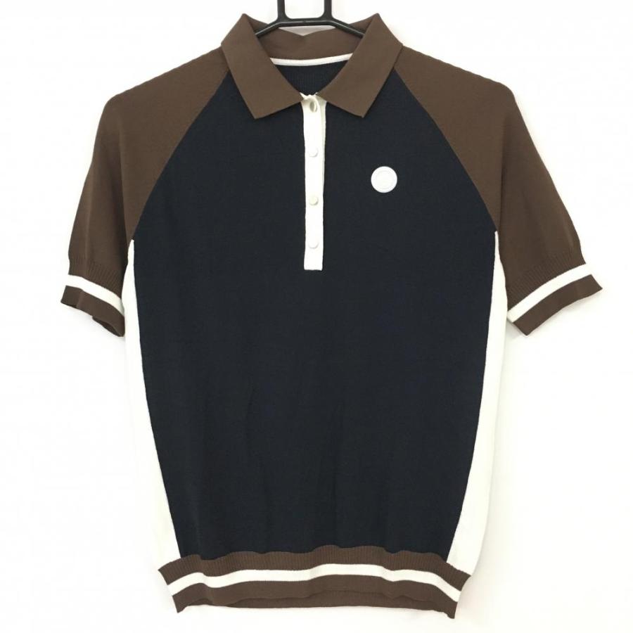 超美品)LANVIN SPORT ランバンスポール ニット半袖ポロシャツ ネイビー 