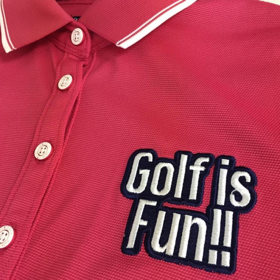 23区GOLF 23区ゴルフ 半袖ポロシャツ ピンク×ネイビー 襟・袖口ライン