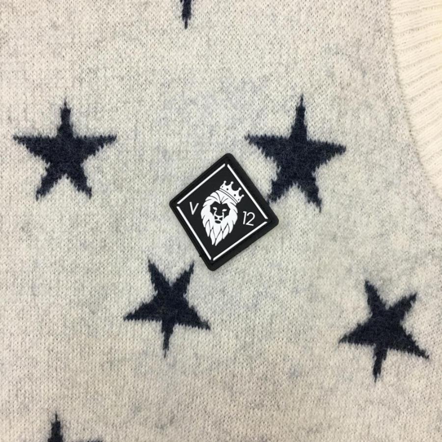 V12（ヴィ・トゥエルヴ） ニットベスト アイボリー×ネイビー 星柄