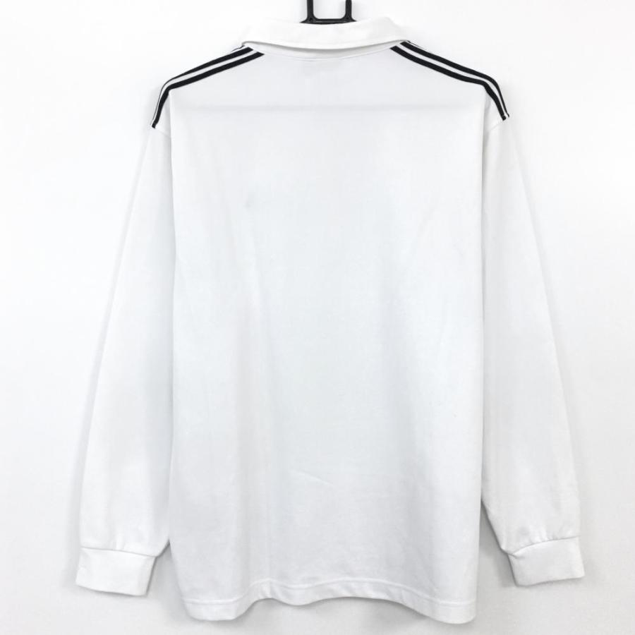 adidas アディダス 長袖ポロシャツ 白×黒 ハーフジップ 肩3 adidas アディダス 長袖ポロシャツ 白×黒 ハーフジップ 肩3