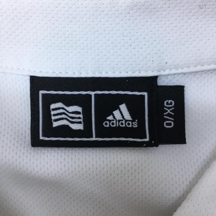 adidas アディダス 長袖ポロシャツ 白×黒 ハーフジップ 肩3 adidas アディダス 長袖ポロシャツ 白×黒 ハーフジップ 肩3