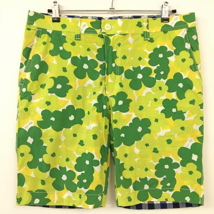23区GOLF 23区スポーツ リバーシブルハーフパンツ グリーン×ブルー 花 