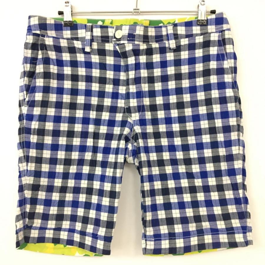 23区GOLF 23区スポーツ リバーシブルハーフパンツ グリーン×ブルー 花 