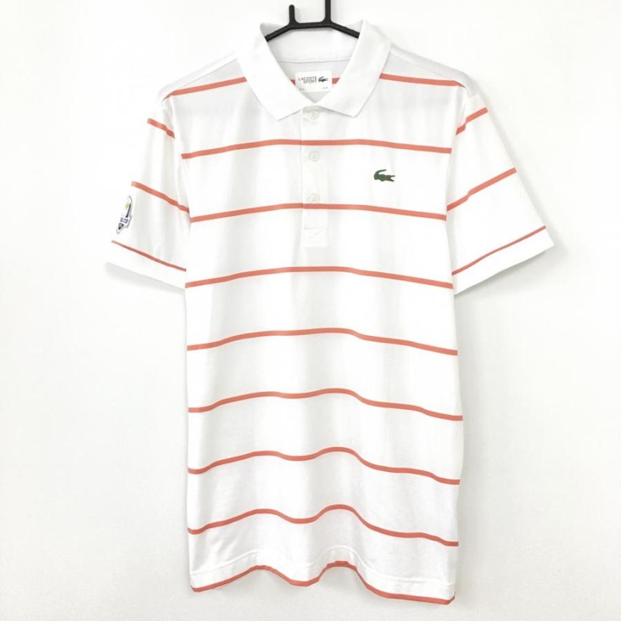 LACOSTE SPORT ラコステ ポロシャツ 半袖 ホワイト オレンジ 38 LACOSTE（ラコステ） ラコステスポーツ 半袖ポロシャツ 白×オレンジ