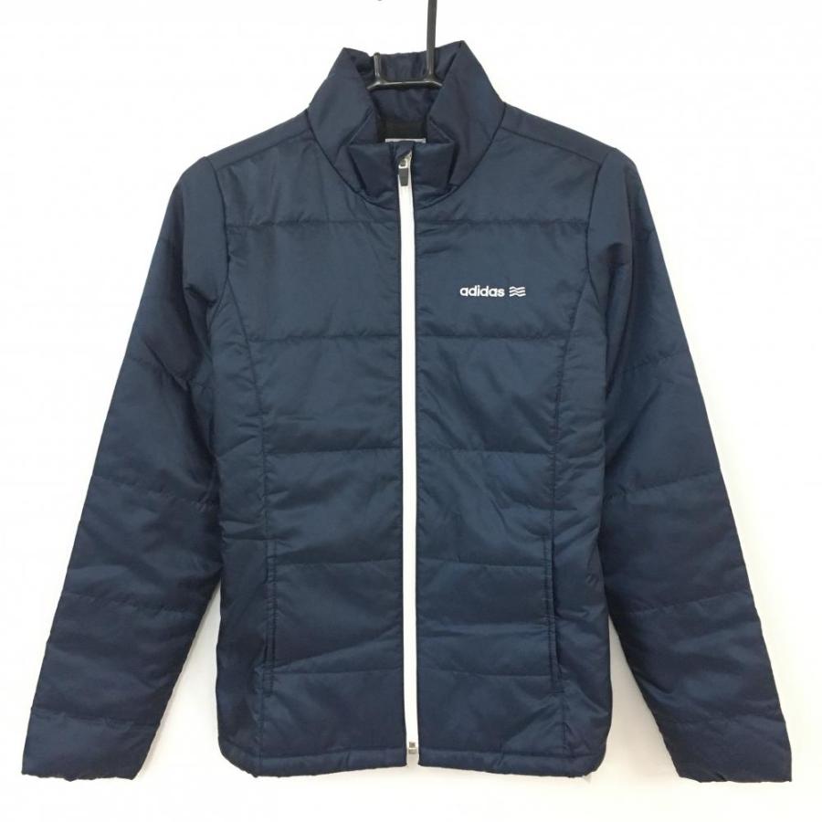 20%OFF価格／(超美品)adidas アディダス 中綿ジャケット ネイビー×白 