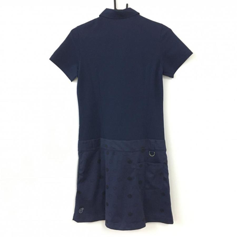 値下げ PUMA ポロシャツ ワンピース スカート PUMA プーマ 半袖ポロワンピース ネイビー×白 スカート総柄