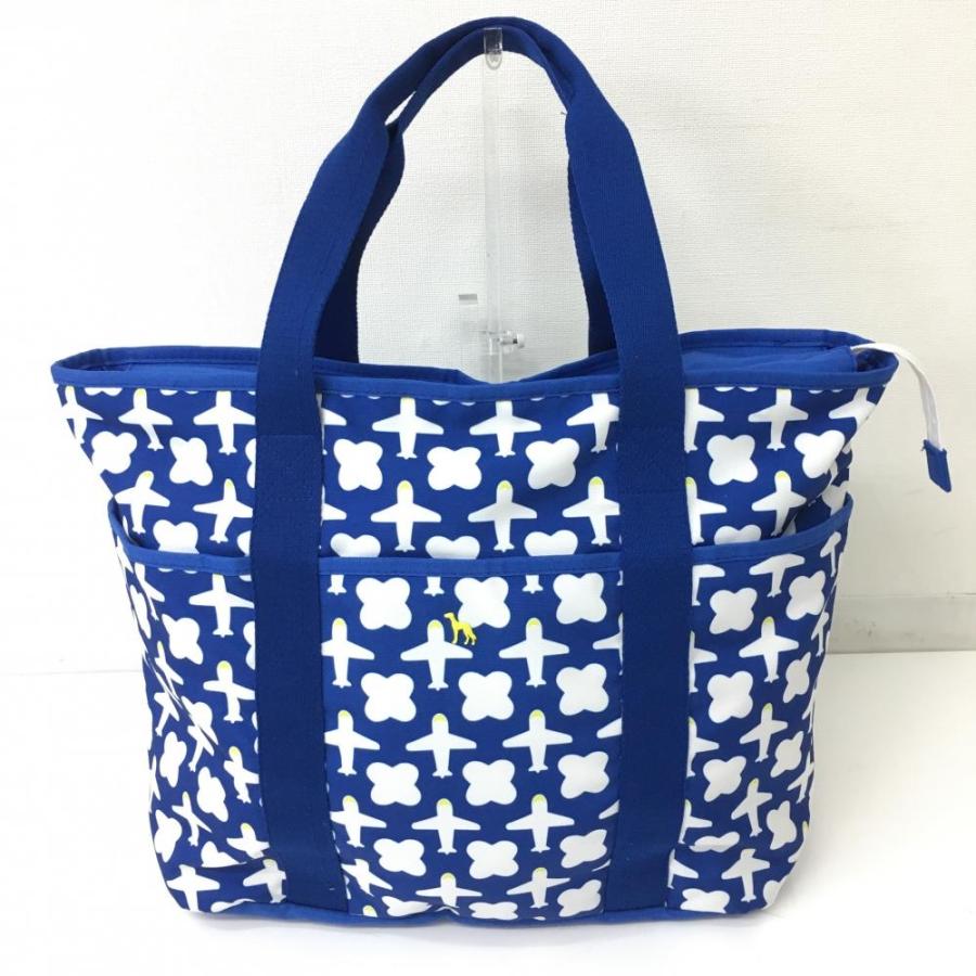 超美品】adabat アダバット ビッグトートバッグ ブルー×白 飛行機総柄