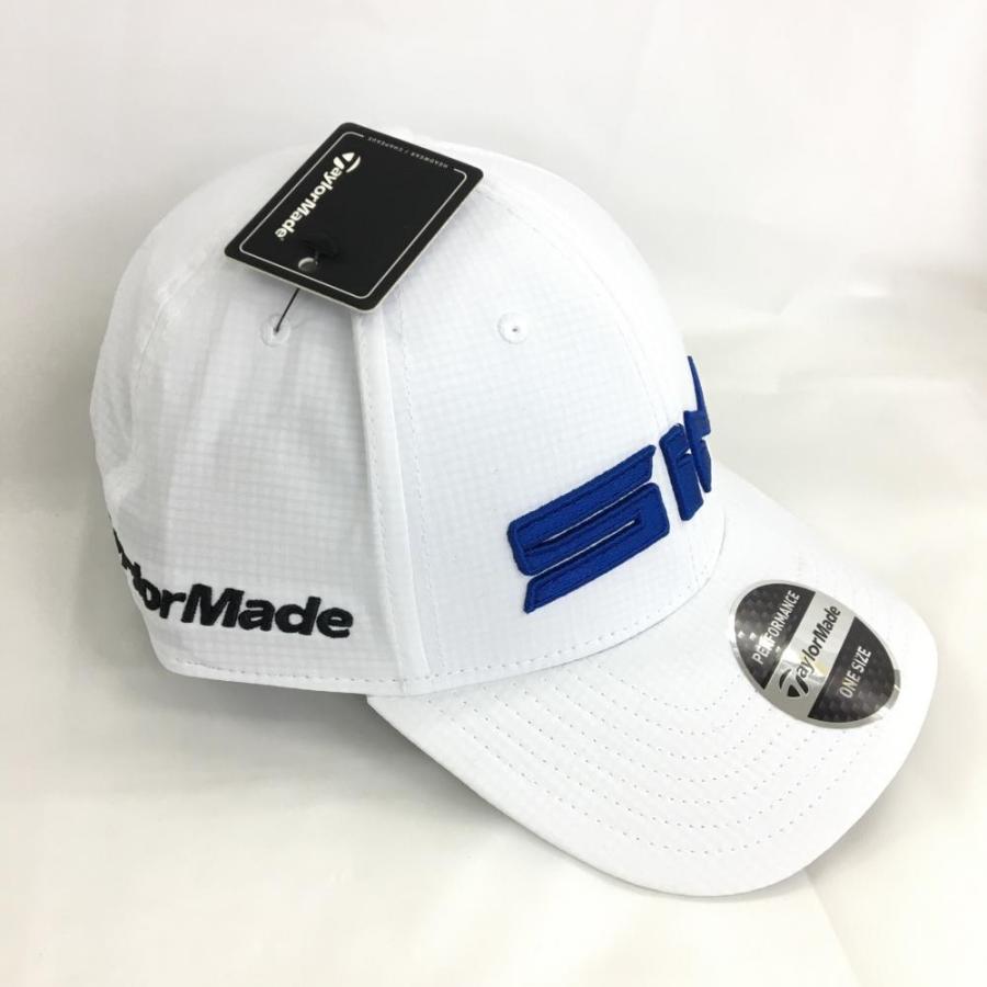 新品)TaylorMade テーラーメイド キャップ 白×ブルー ロゴ刺しゅう ONE