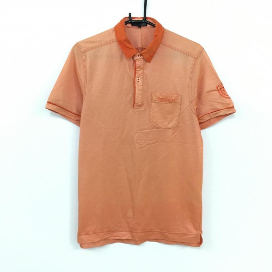 23区GOLF 23区 半袖ポロシャツ オレンジ シンプル 袖ロゴ メンズ L
