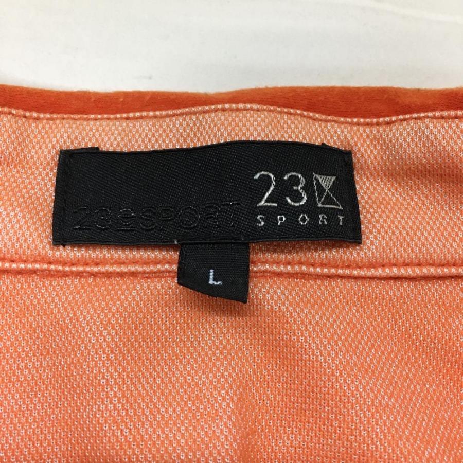 23区GOLF 23区 半袖ポロシャツ オレンジ シンプル 袖ロゴ メンズ L