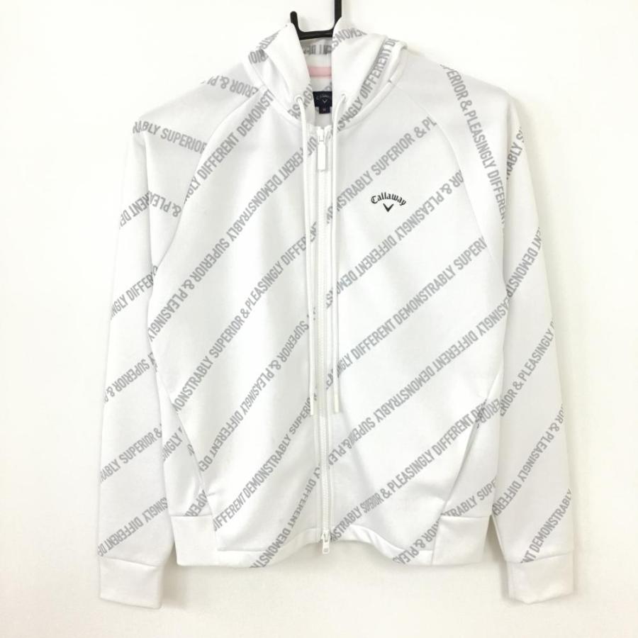 Callaway（キャロウェイ） パーカーブルゾン 白×グレー ロゴ斜め 
