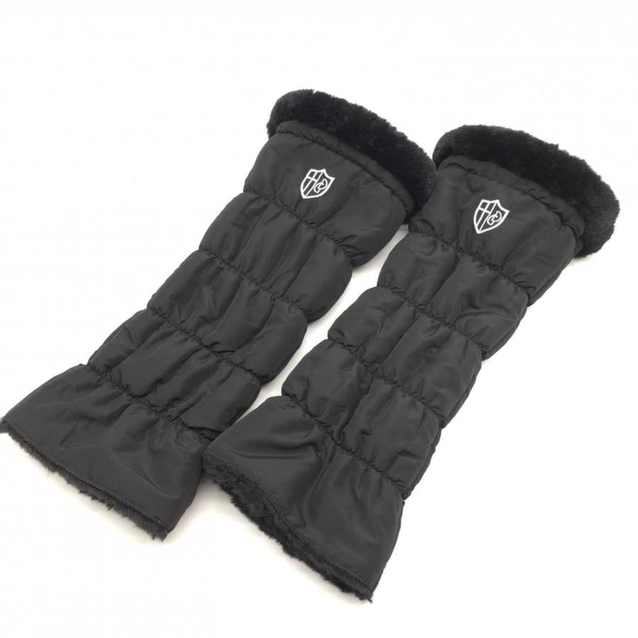 超美品】DELSOL デルソル 中綿レッグウォーマー 黒 内側ボア 収納袋