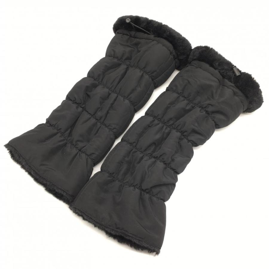 超美品】DELSOL デルソル 中綿レッグウォーマー 黒 内側ボア 収納袋