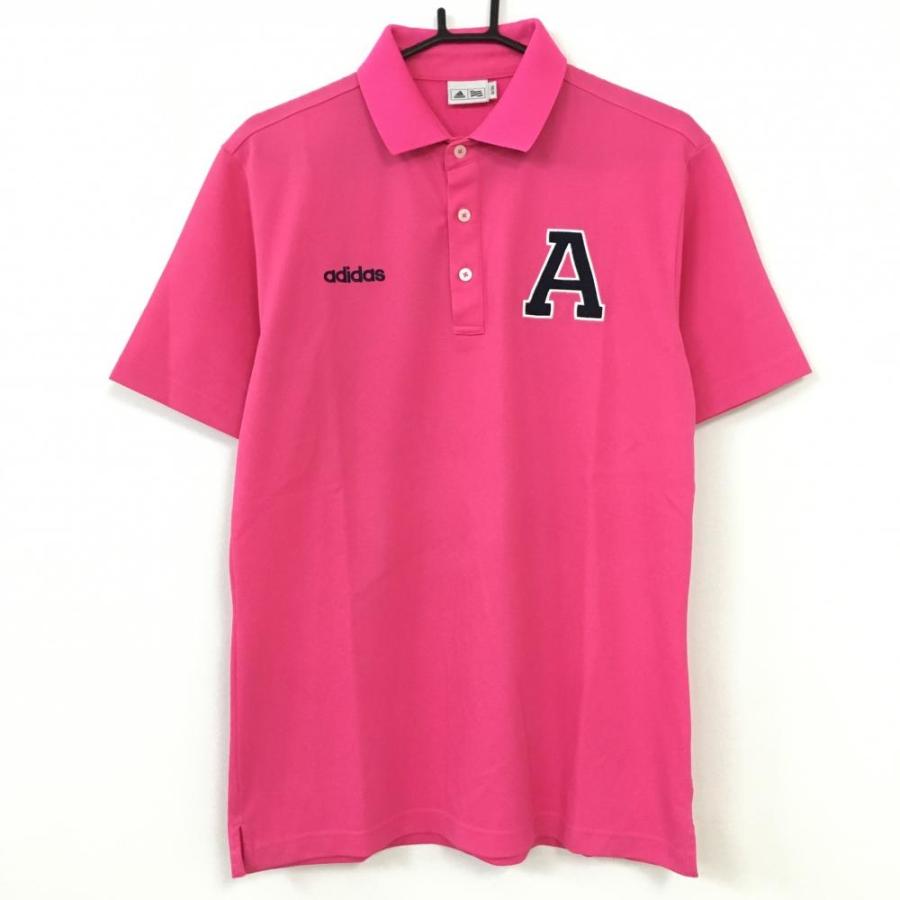 adidas アディダス 半袖ポロシャツ ピンク×ネイビー 襟裏ロゴ