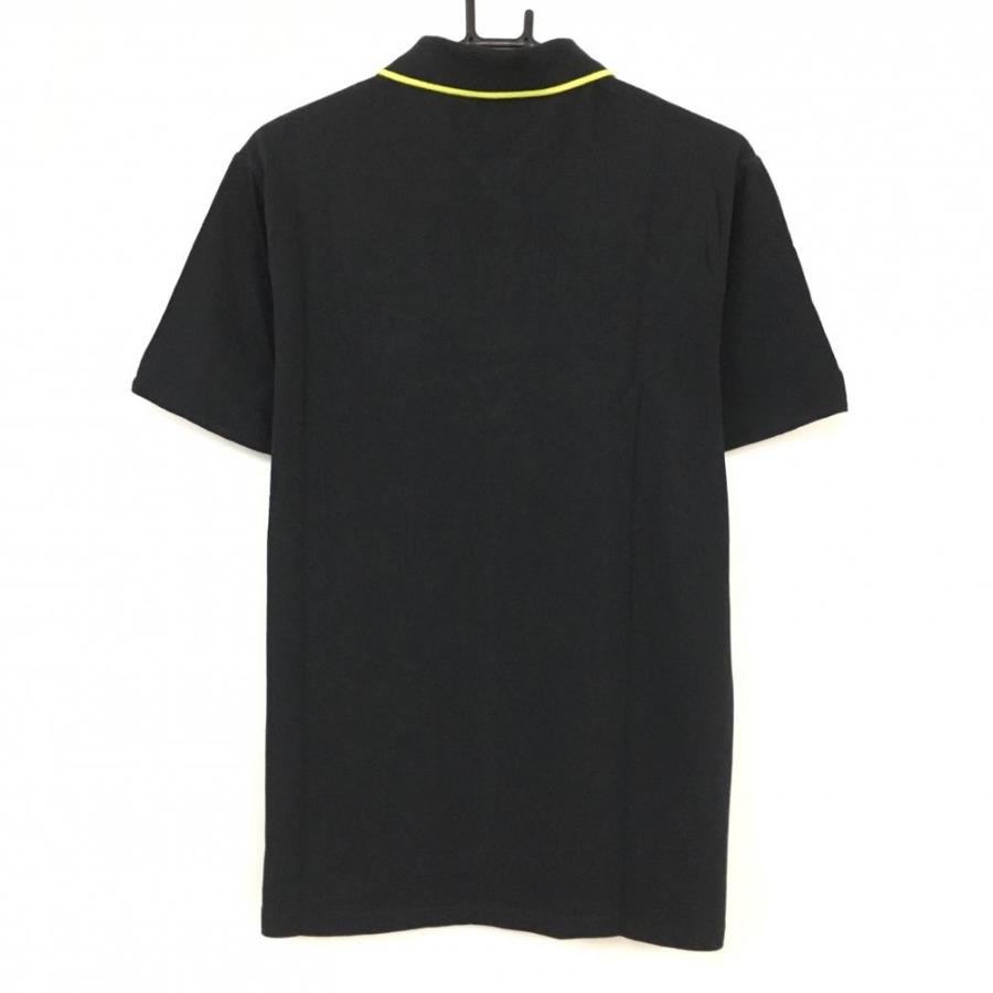 adidas アディダス 半袖ポロシャツ 黒×ライムイエロー 前立て