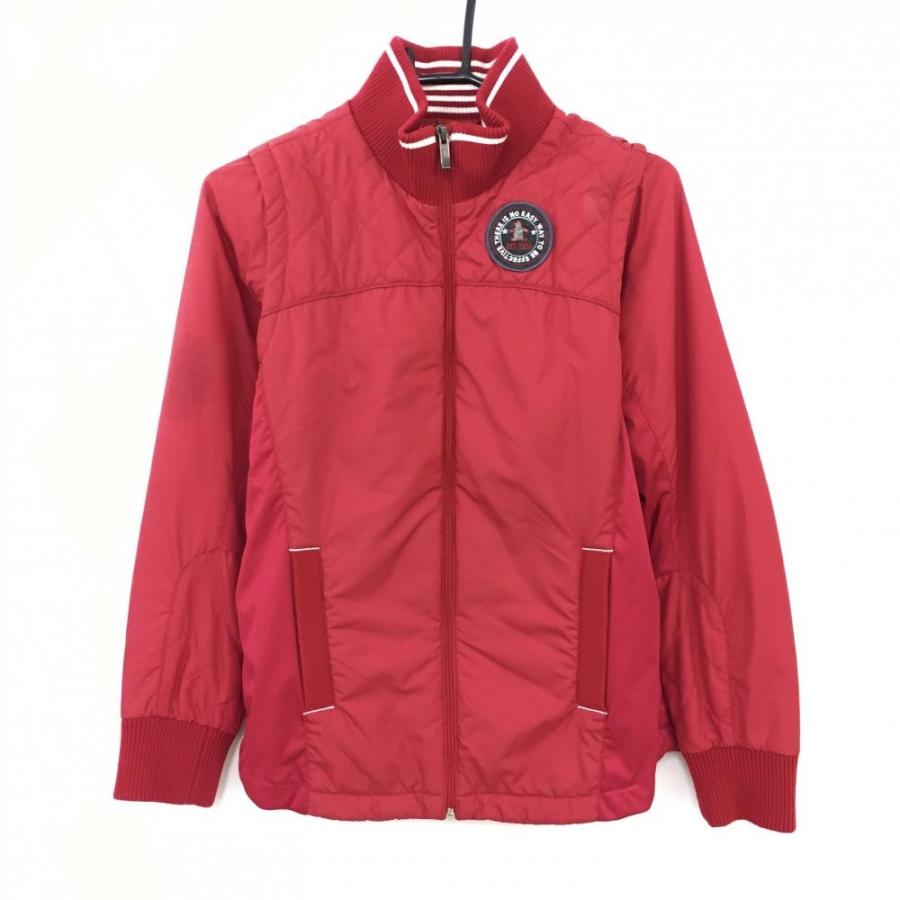 マンシングウェア 2WAY中綿ジャケット レッド 一部キルティング 袖着脱