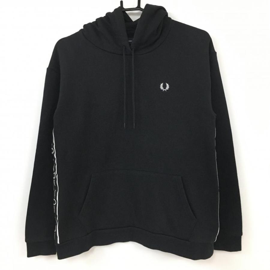 FRED PERRY フレッドペリー スウェットパーカー 黒×白 裏起毛 