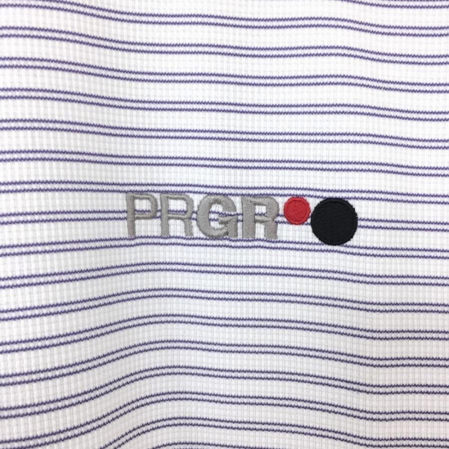 PRGR（プロギア） 半袖ハイネックシャツ 白×パープル ボーダー メンズ