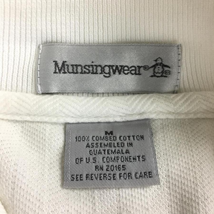 Munsingwear マンシングウェア 半袖ポロシャツ 白×ブラウン コットン 