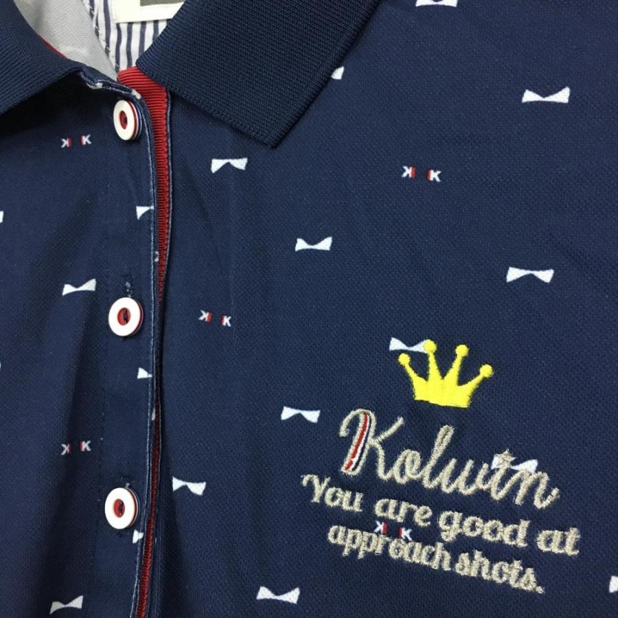 Kolwin（コルウィン） 半袖ポロシャツ ネイビー×白 総柄 大きいサイズ 
