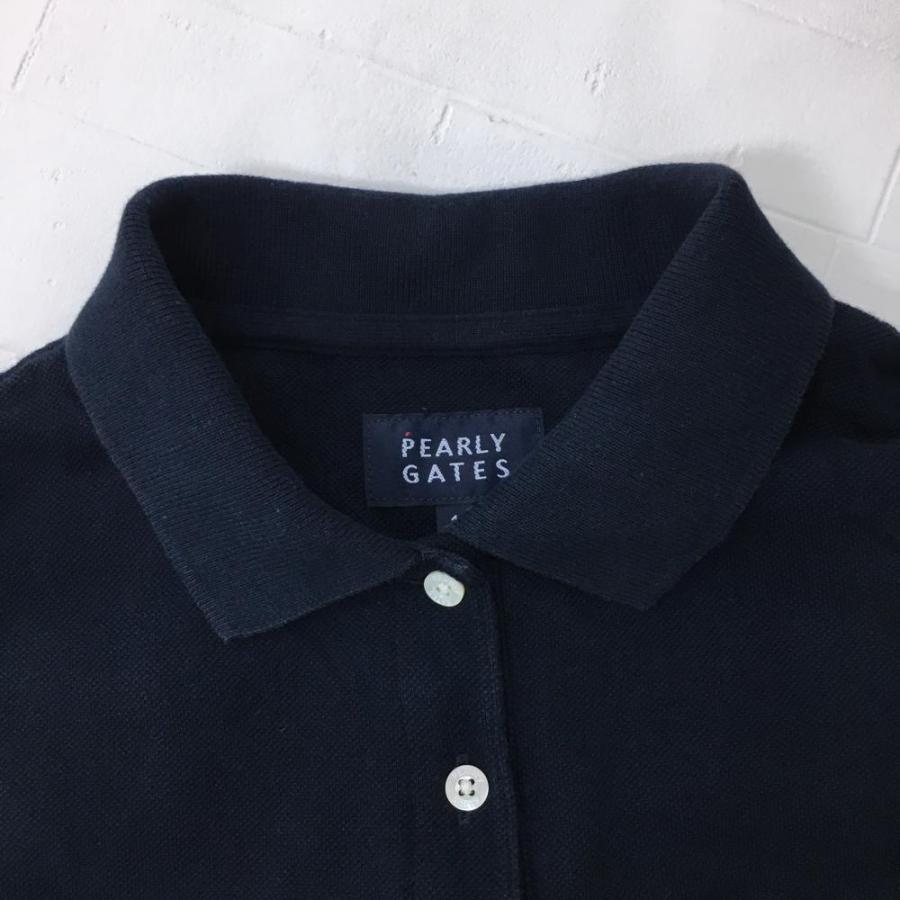 PEARLY GATES（パーリーゲイツ） 半袖ポロシャツ ネイビー×白