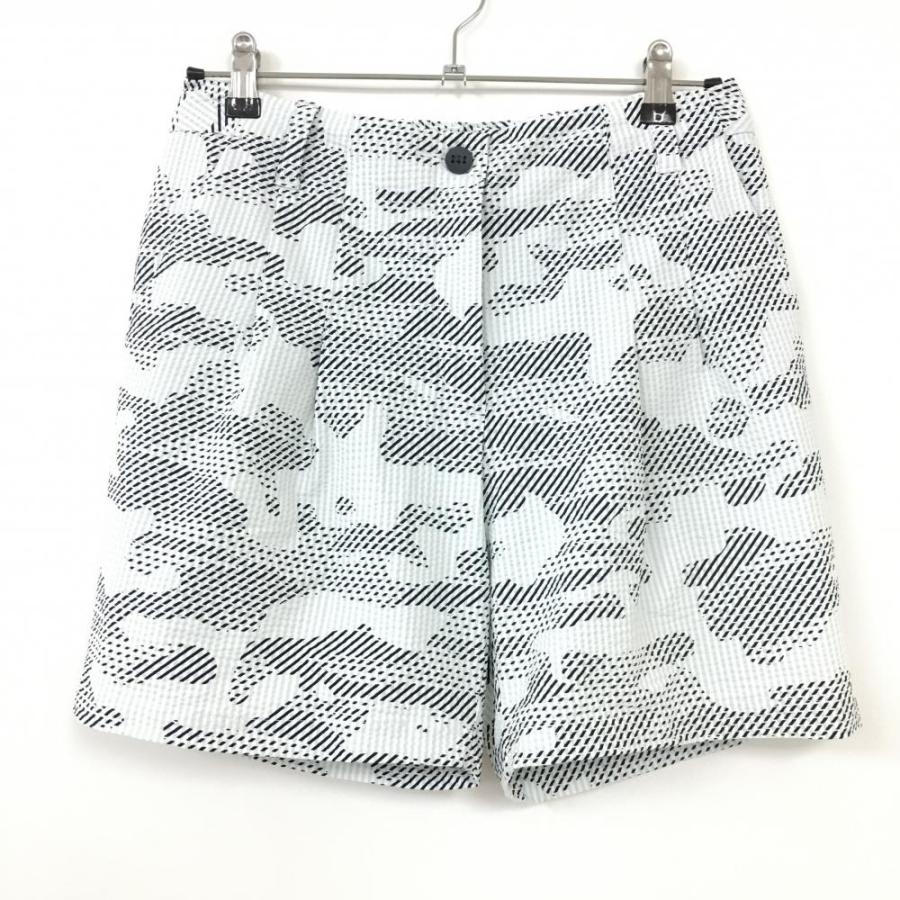 adidas（アディダス） ハーフパンツ ライトブルー×黒 総柄 レディース