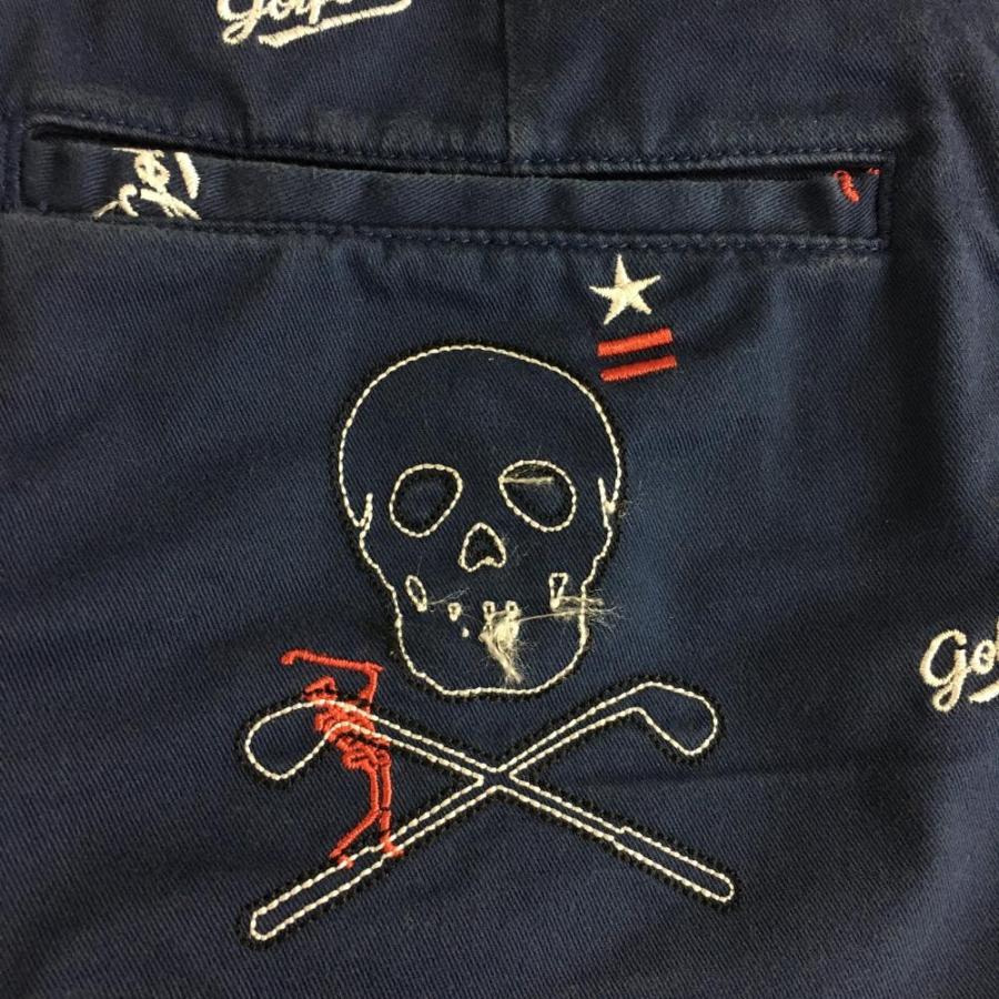 MARK&LONA マークアンドロナ スカート ネイビー×白 刺しゅう総柄