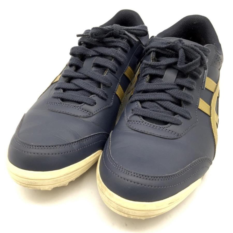 美品】asics アシックス スパイクレスゴルフシューズ ネイビー 美品】asics アシックス スパイクレスゴルフシューズ ネイビー