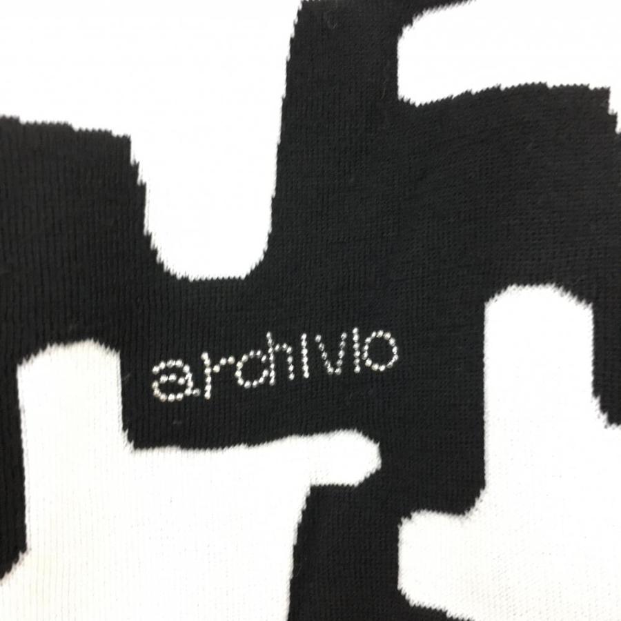 archivio（アルチビオ） 長袖ニットセーター 黒×白×グレー 身頃総柄