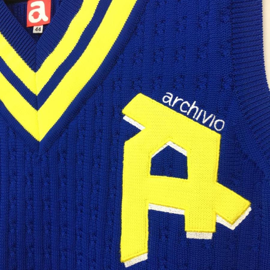 archivio（アルチビオ） ニットベスト ブルー×イエロー Vネック