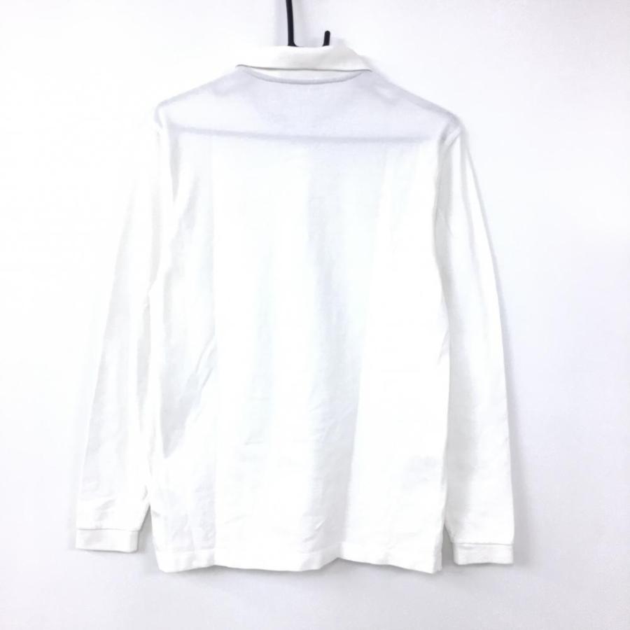 NIKE ナイキ 長袖ポロシャツ 白×オレンジ ロゴ刺しゅう シンプル